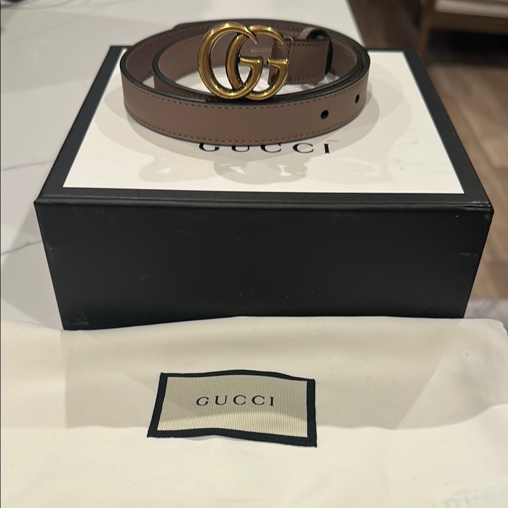 Gucci Marmont Thin Belt - Dusty Pink - Picture 2 of 3